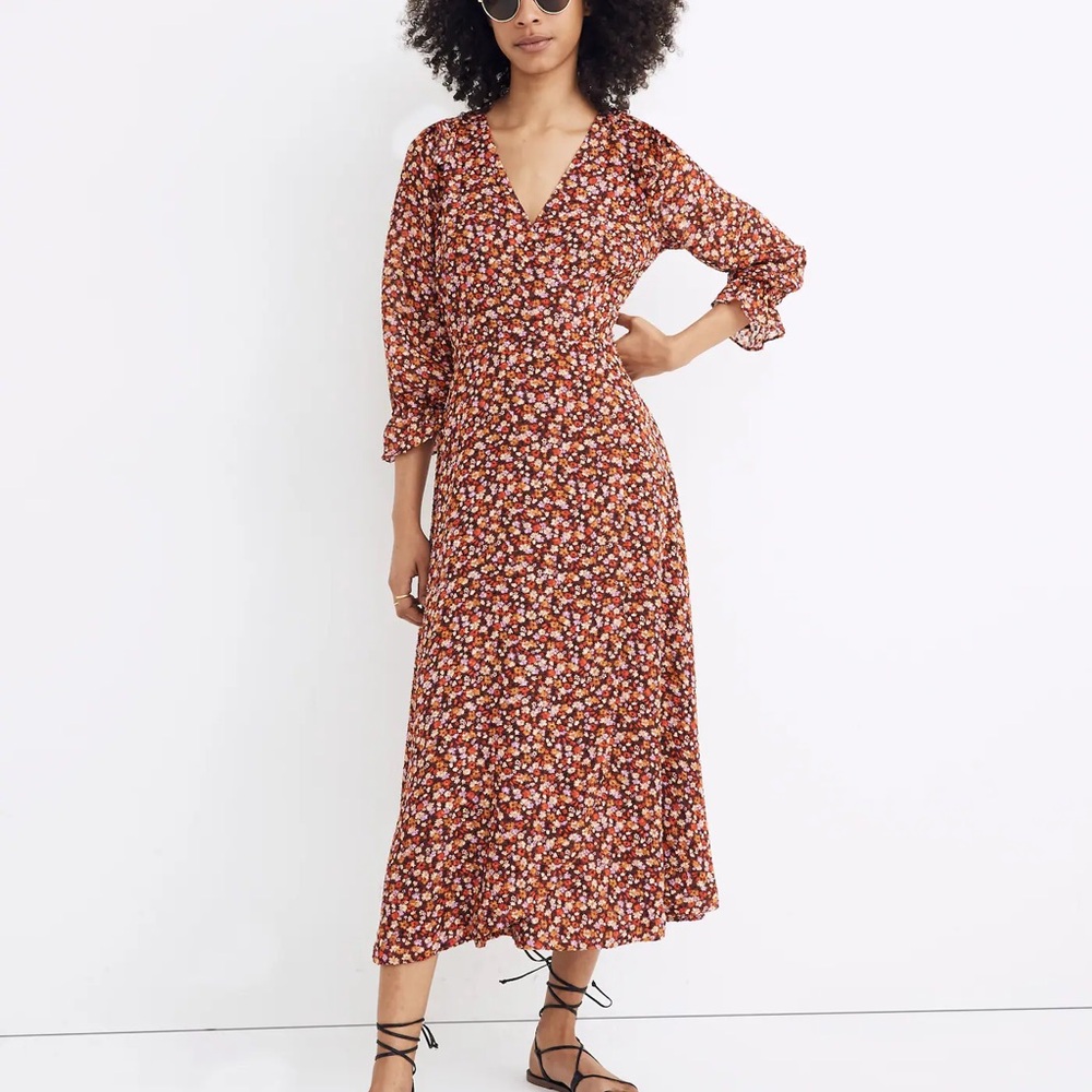 Floral V-Neck Midi Dress